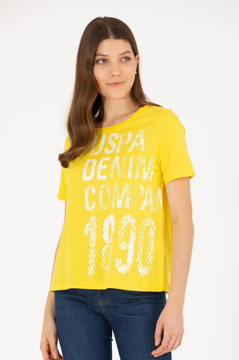 Kadın Sarı Bisiklet Yaka Tişört