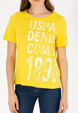 Kadın Sarı Bisiklet Yaka Tişört - 50262945006