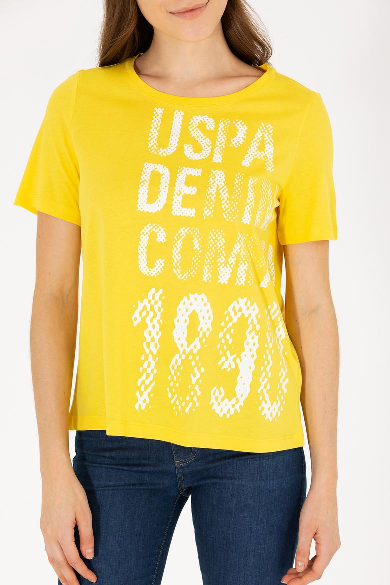Kadın Sarı Bisiklet Yaka Tişört - 50262945006