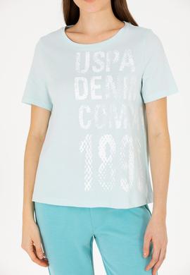 Kadın Su Yeşili Bisiklet Yaka Tişört - 50262945014