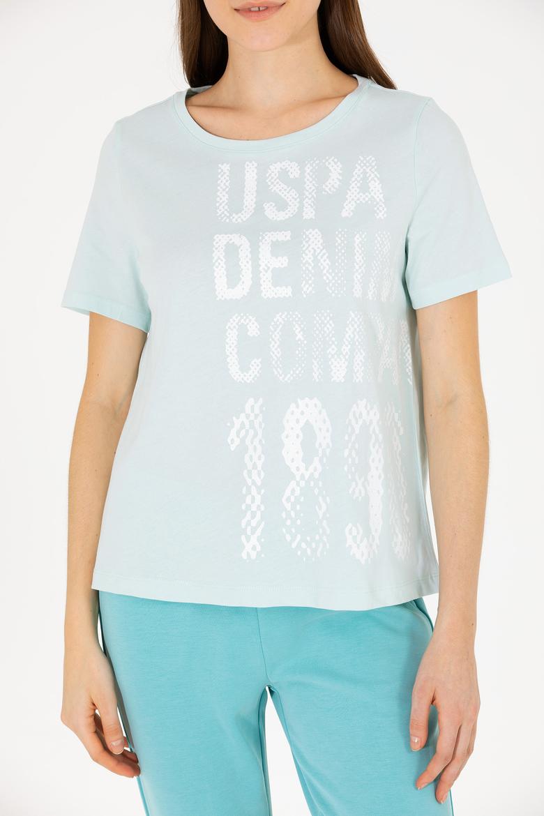 Kadın Su Yeşili Bisiklet Yaka Tişört - 50262945014