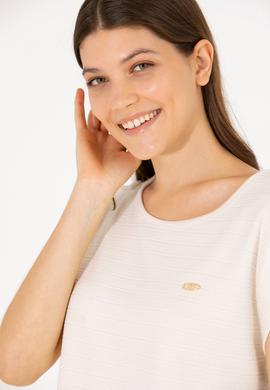 Kadın Krem Bisiklet Yaka Kolsuz Tişört - 50263790051