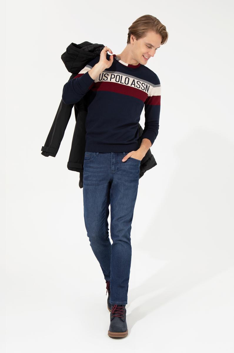 Erkek Lacivert Bisiklet Yaka Triko Kazak