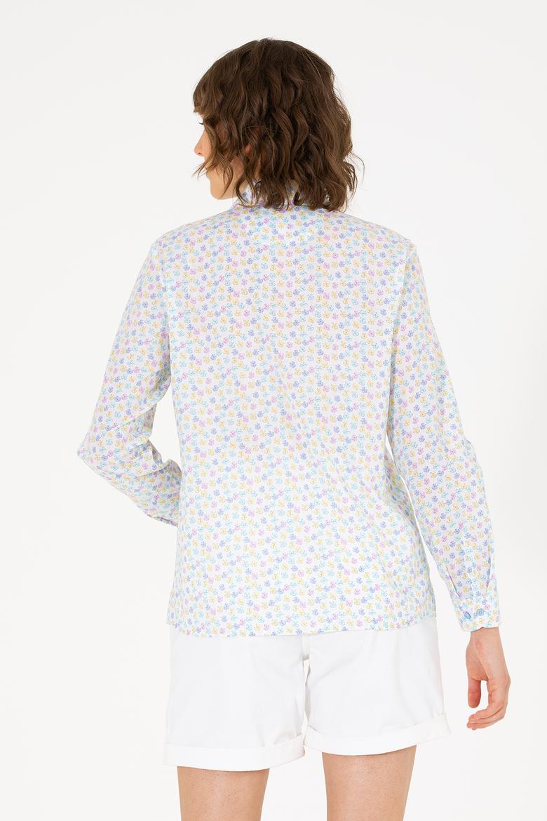 Kadın Mavi Uzun Kollu Gömlek - 50267466005