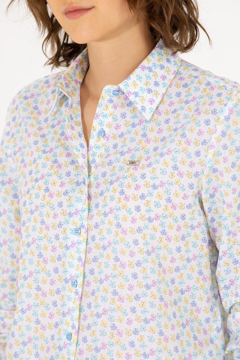 Kadın Mavi Uzun Kollu Gömlek - 50267466005