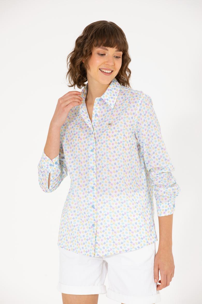 Kadın Mavi Uzun Kollu Gömlek - 50267466005