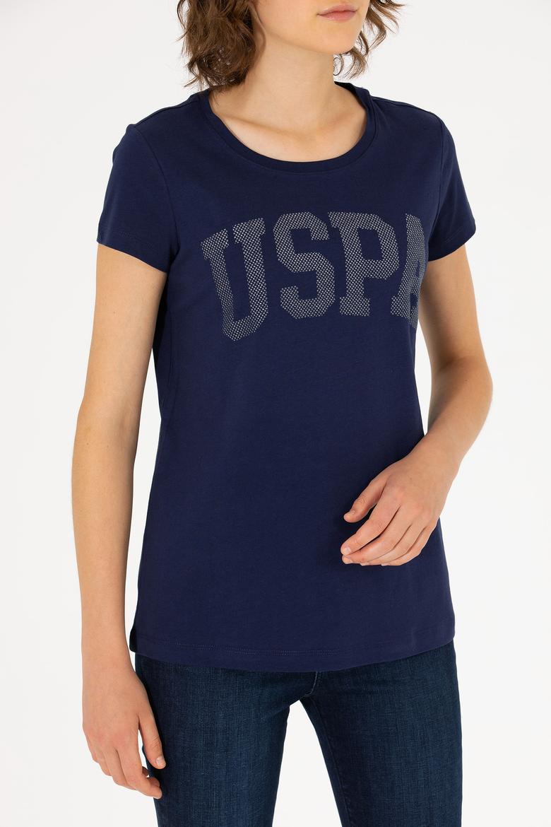 Kadın Lacivert Bisiklet Yaka Basic Tişört - 50262670005