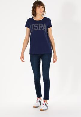 Kadın Lacivert Bisiklet Yaka Basic Tişört - 50262670005