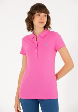 Kadın Pembe Basic Polo Yaka Tişört - 50262675046