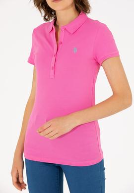 Kadın Pembe Basic Polo Yaka Tişört - 50262675046