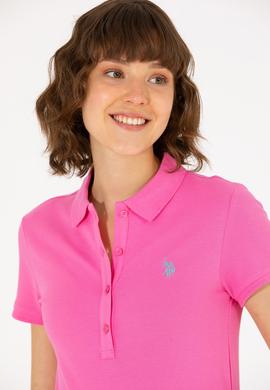 Kadın Pembe Basic Polo Yaka Tişört - 50262675046
