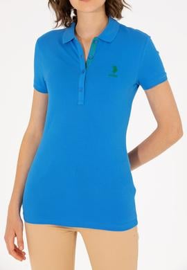 Kadın Saks Basic Polo Yaka Tişört - 50262698244
