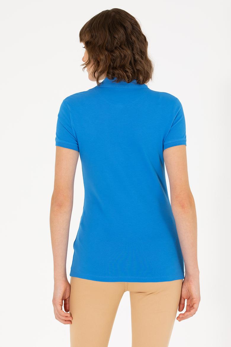 Kadın Saks Basic Polo Yaka Tişört - 50262698244