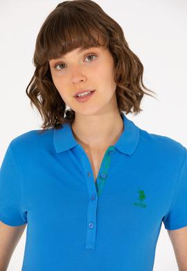 Kadın Saks Basic Polo Yaka Tişört - 50262698244