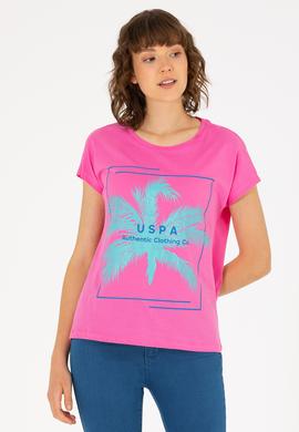 Kadın Pembe Bisiklet Yaka Tişört - 50262950021