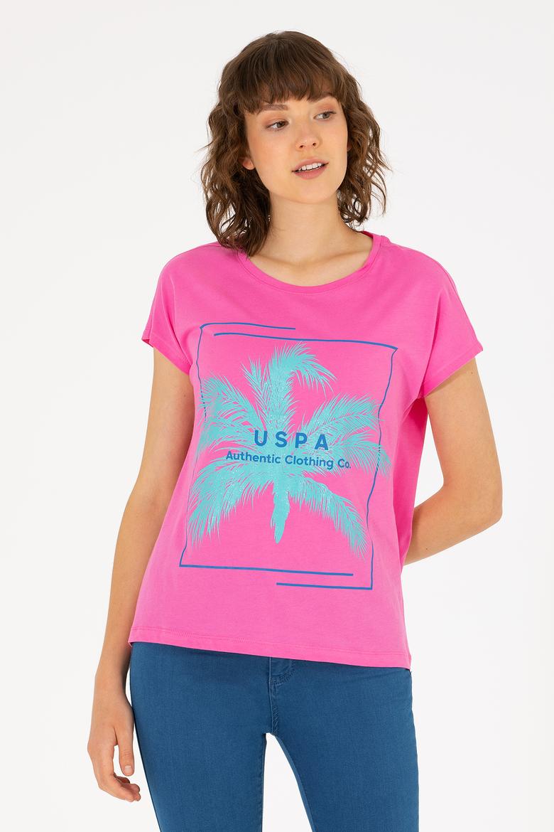 Kadın Pembe Bisiklet Yaka Tişört