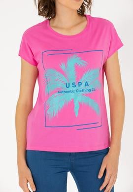 Kadın Pembe Bisiklet Yaka Tişört - 50262950021