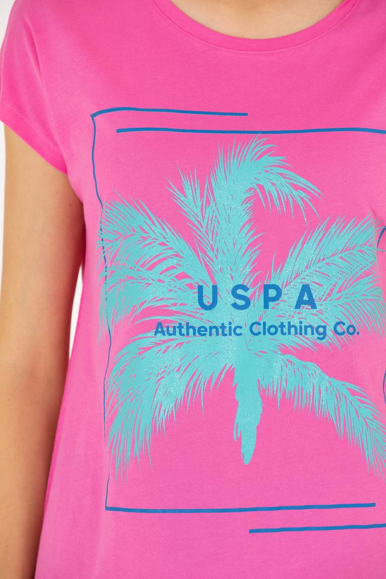 Kadın Pembe Bisiklet Yaka Tişört - 50262950021