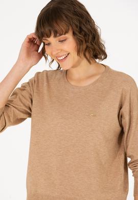 Kadın Camel Melanj Bisiklet Yaka Kazak - 50253026005