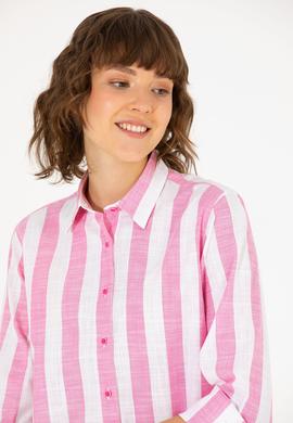 Kadın Pembe Uzun Kollu Gömlek - 50263663011