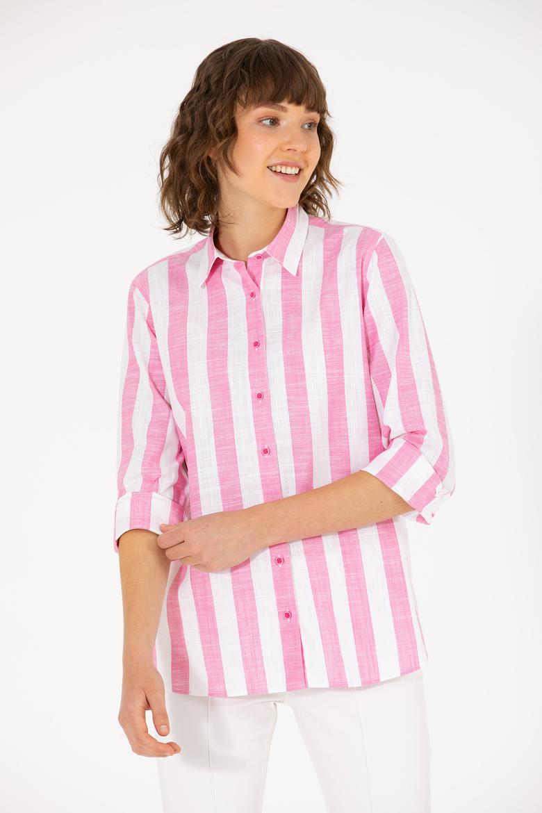 Kadın Pembe Uzun Kollu Gömlek