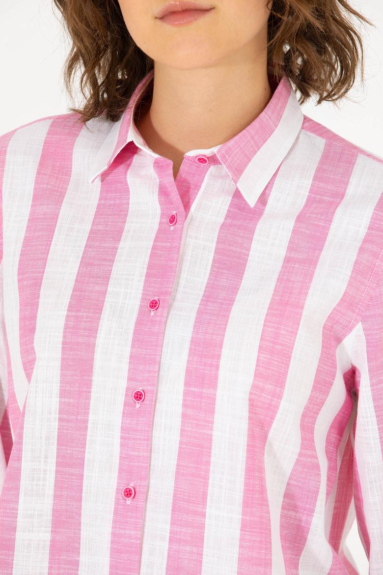 Kadın Pembe Uzun Kollu Gömlek - 50263663011