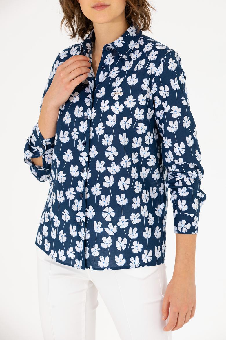 Kadın Lacivert Uzun Kollu Gömlek - 50263742004