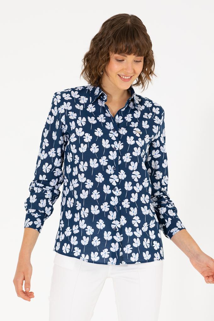 Kadın Lacivert Uzun Kollu Gömlek