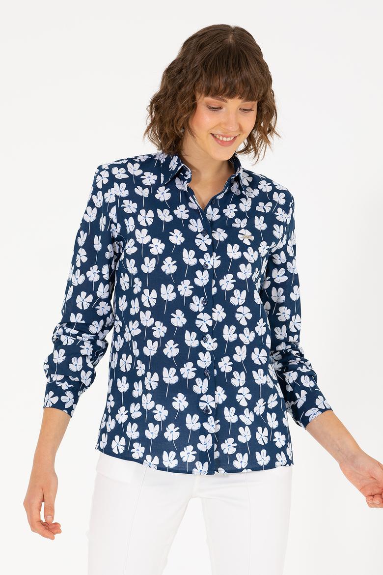 Kadın Lacivert Uzun Kollu Gömlek