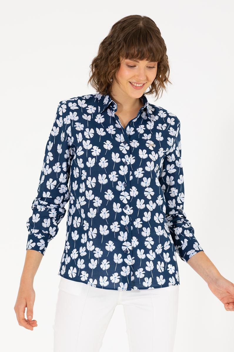 Kadın Lacivert Uzun Kollu Gömlek