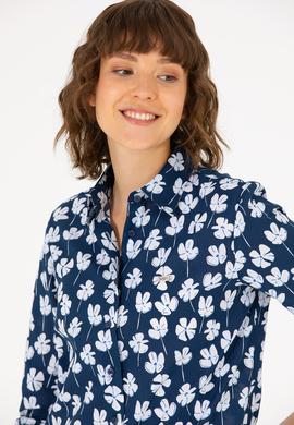 Kadın Lacivert Uzun Kollu Gömlek - 50263742004