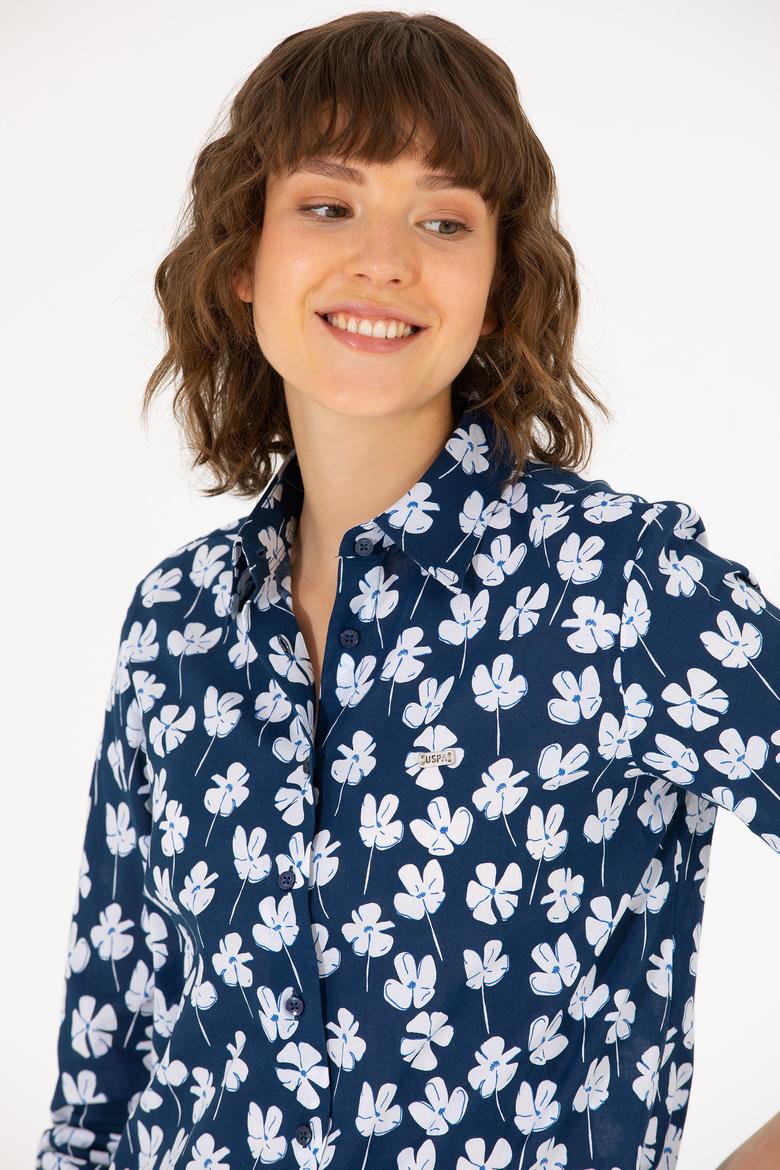 Kadın Lacivert Uzun Kollu Gömlek - 50263742004