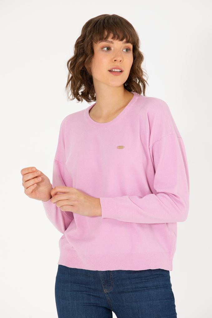 Kadın Manolya Bisiklet Yaka Kazak