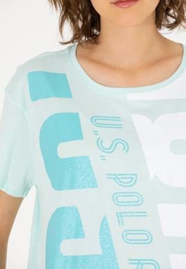 Kadın Su Yeşili Bisiklet Yaka Tişört - 50262949013