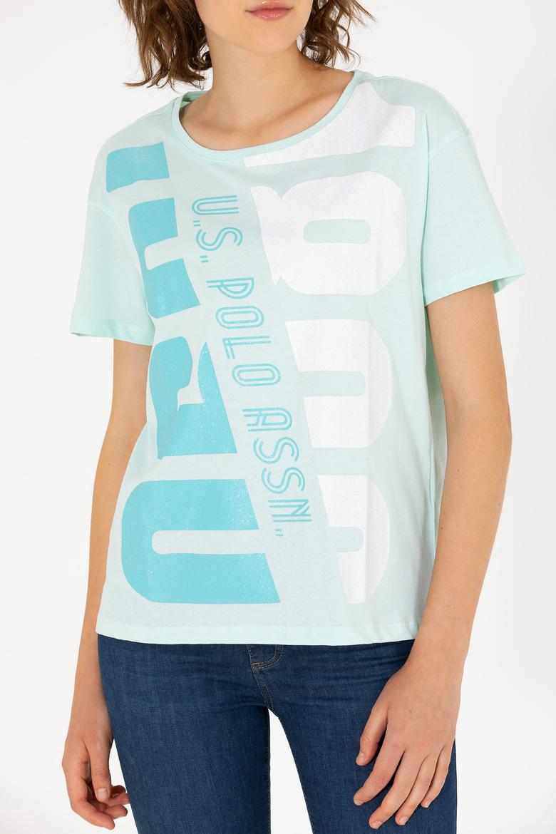 Kadın Su Yeşili Bisiklet Yaka Tişört - 50262949013