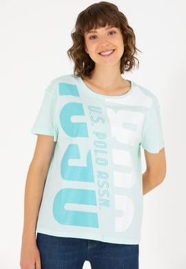 Kadın Su Yeşili Bisiklet Yaka Tişört - 50262949013