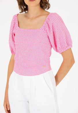 Kadın Pembe Kısa Kollu Bluz - 50264227005