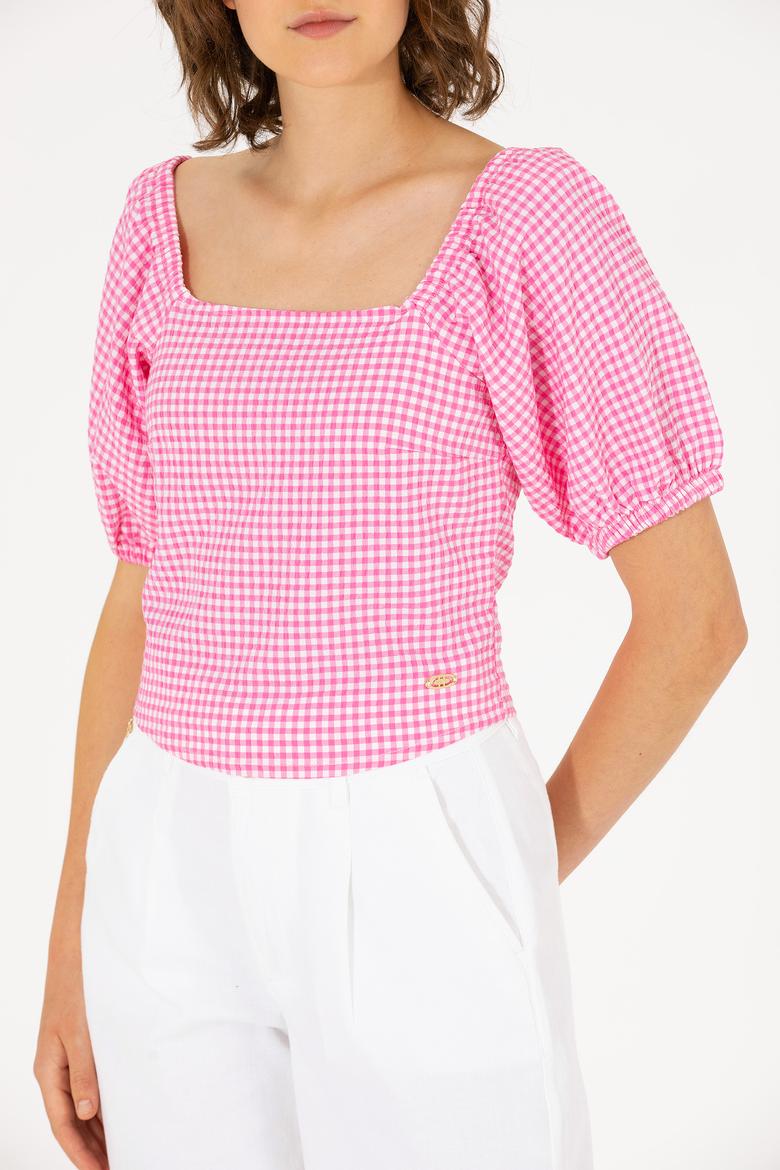 Kadın Pembe Kısa Kollu Bluz - 50264227005
