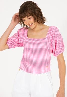 Kadın Pembe Kısa Kollu Bluz - 50264227005