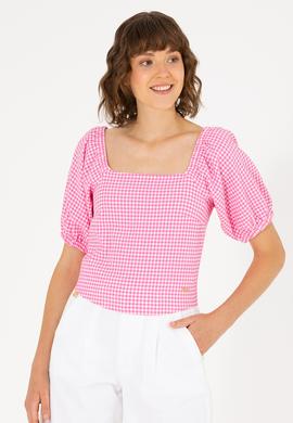 Kadın Pembe Kısa Kollu Bluz - 50264227005