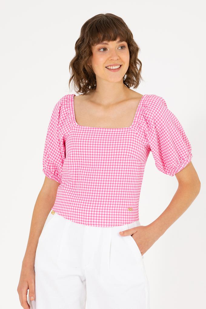 Kadın Pembe Kısa Kollu Bluz