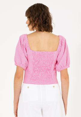 Kadın Pembe Kısa Kollu Bluz - 50264227005