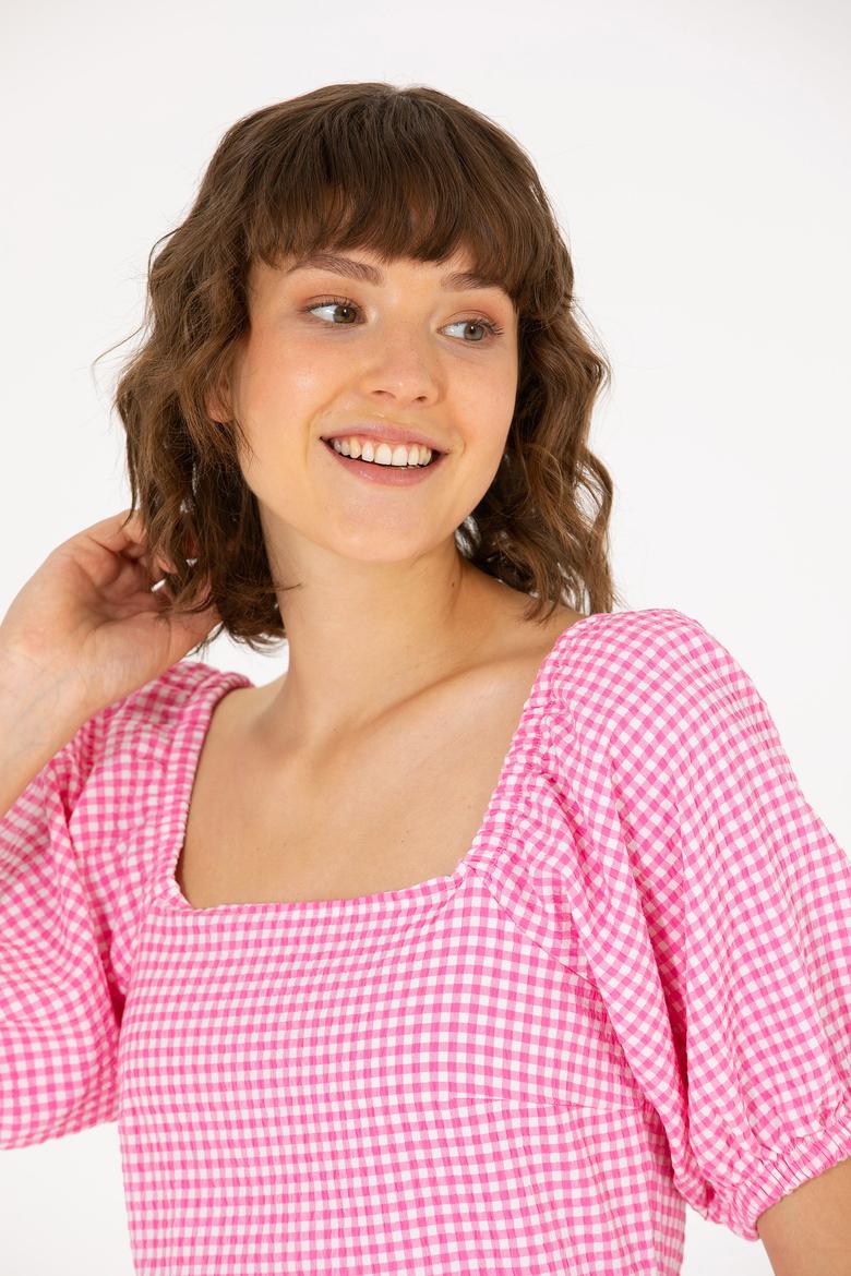 Kadın Pembe Kısa Kollu Bluz - 50264227005