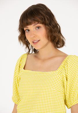 Kadın Neon Sarı Kısa Kollu Bluz - 50264227021