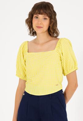 Kadın Neon Sarı Kısa Kollu Bluz - 50264227021