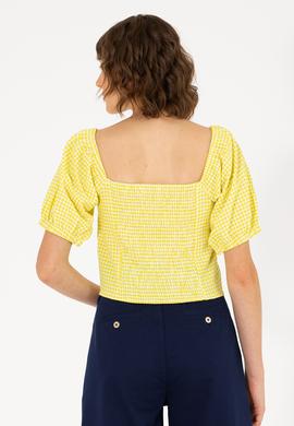 Kadın Neon Sarı Kısa Kollu Bluz - 50264227021