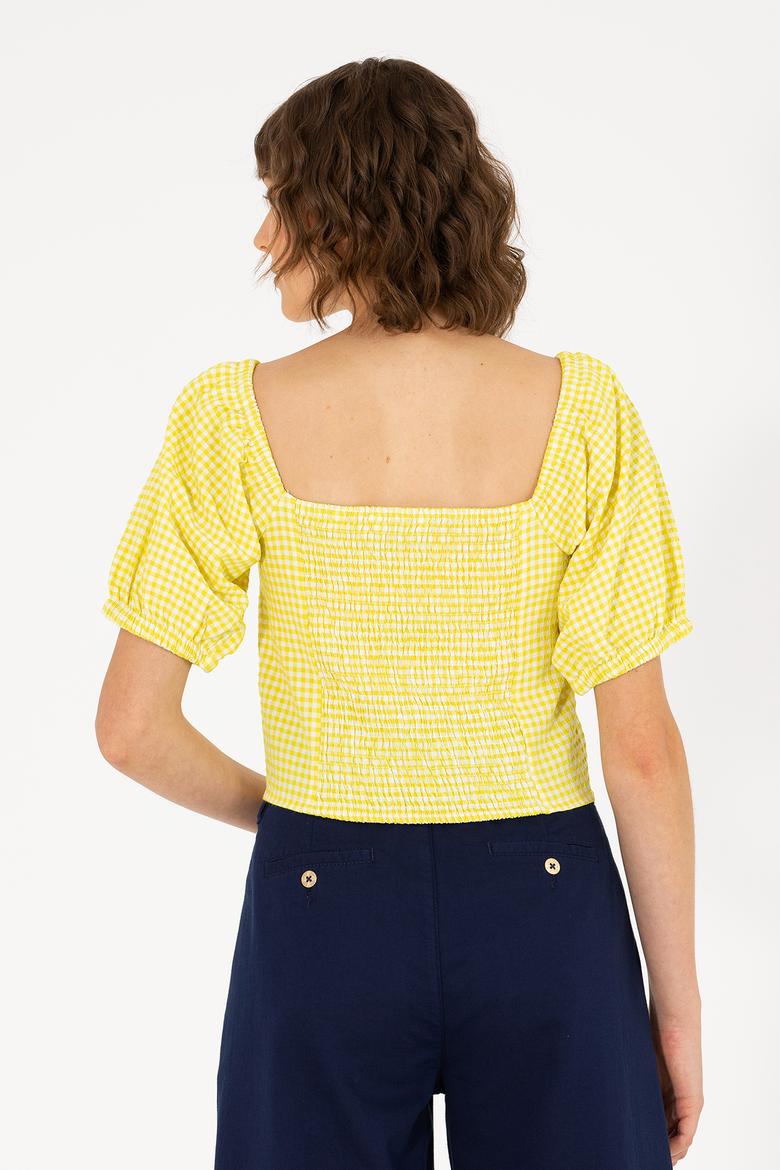 Kadın Neon Sarı Kısa Kollu Bluz - 50264227021