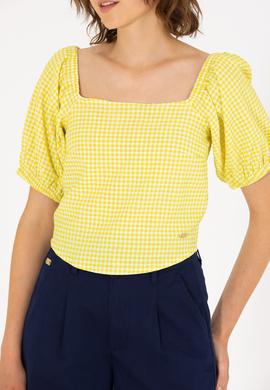 Kadın Neon Sarı Kısa Kollu Bluz - 50264227021