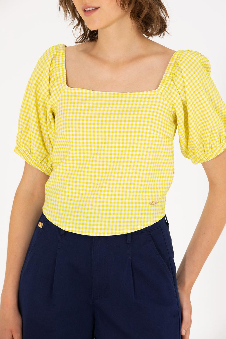 Kadın Neon Sarı Kısa Kollu Bluz - 50264227021