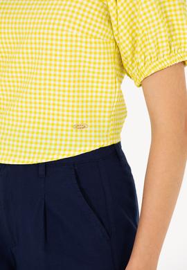 Kadın Neon Sarı Kısa Kollu Bluz - 50264227021